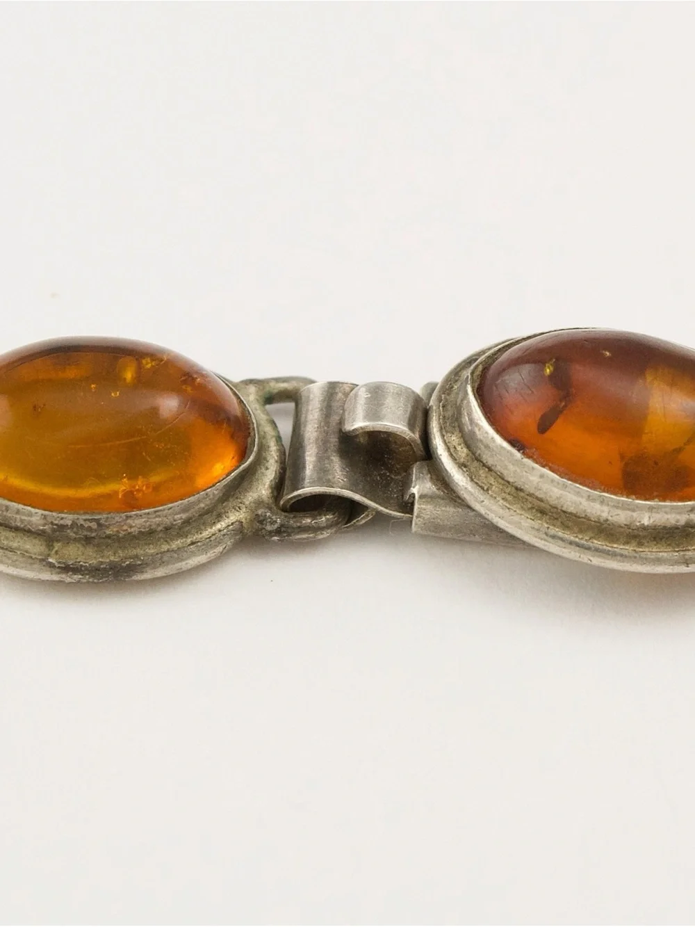 Vintage Baltic Amber Sterling Silver Link Bracelet